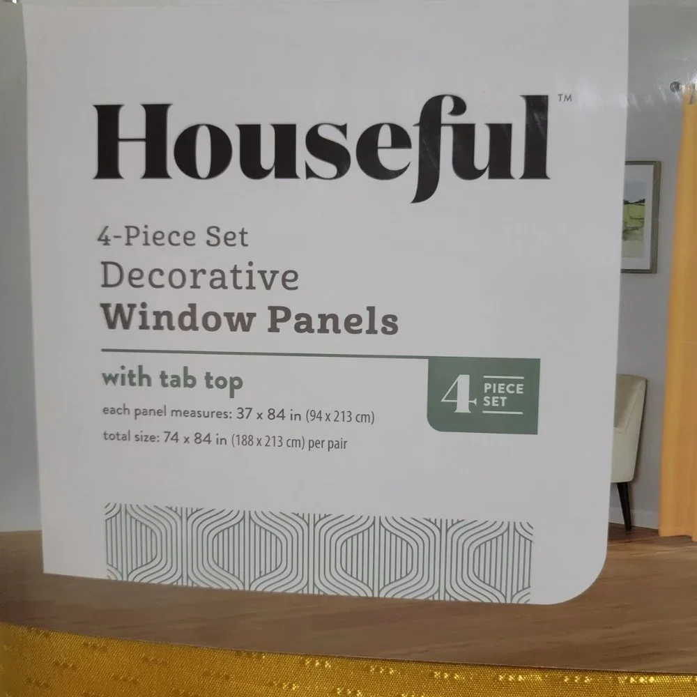Houseful 4-Piece Yellow Window Panel, NWT